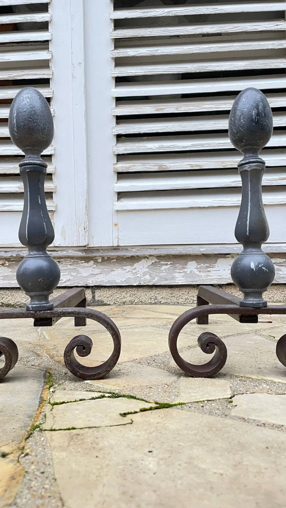 Paire de CHENETS Géométriques VINTAGE