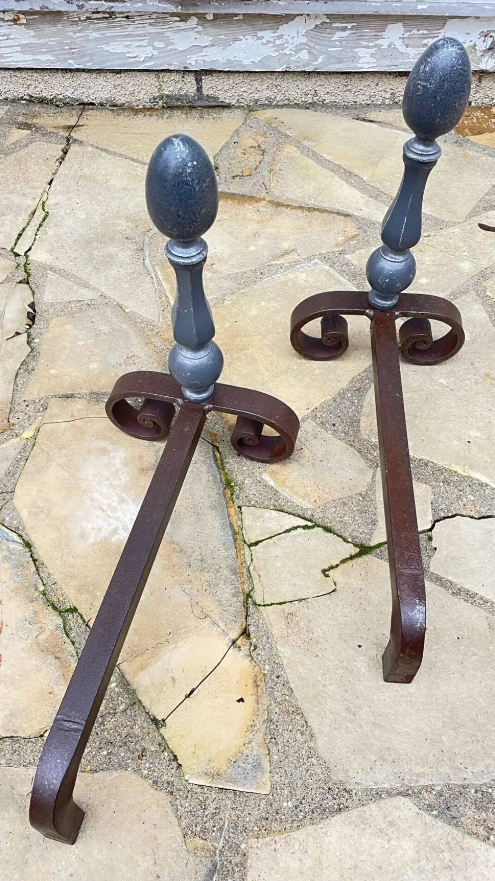 Paire de CHENETS Géométriques VINTAGE