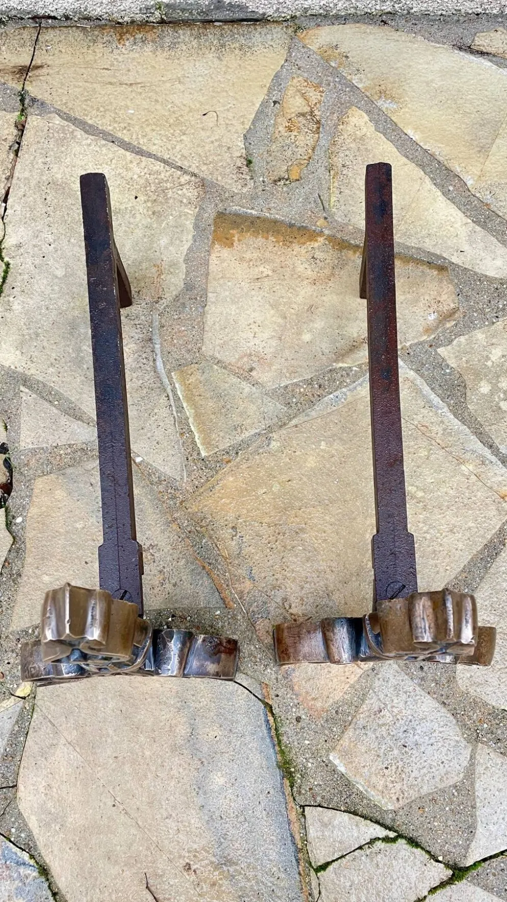 Paire de CHENETS Laiton Massif VINTAGE