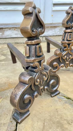 Paire de CHENETS Laiton Massif VINTAGE