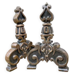 Paire de CHENETS Laiton Massif VINTAGE
