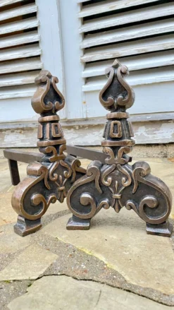 Paire de CHENETS Laiton Massif VINTAGE