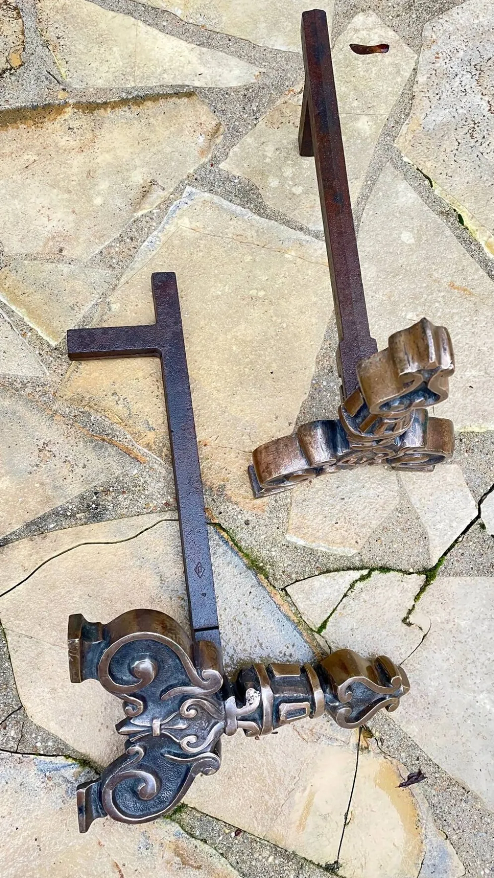 Paire de CHENETS Laiton Massif VINTAGE