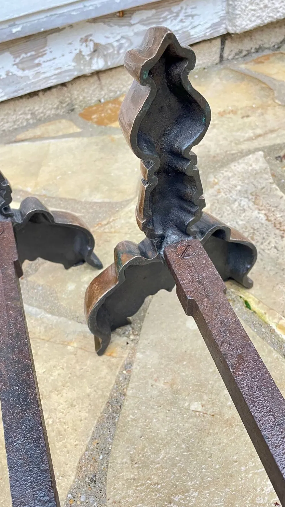 Paire de CHENETS Laiton Massif VINTAGE