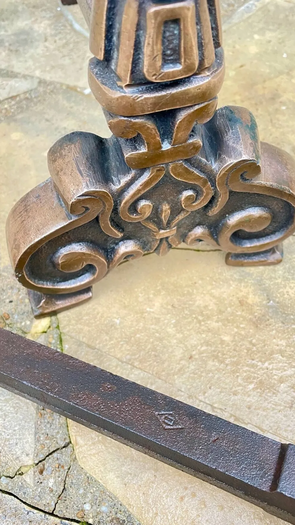 Paire de CHENETS Laiton Massif VINTAGE