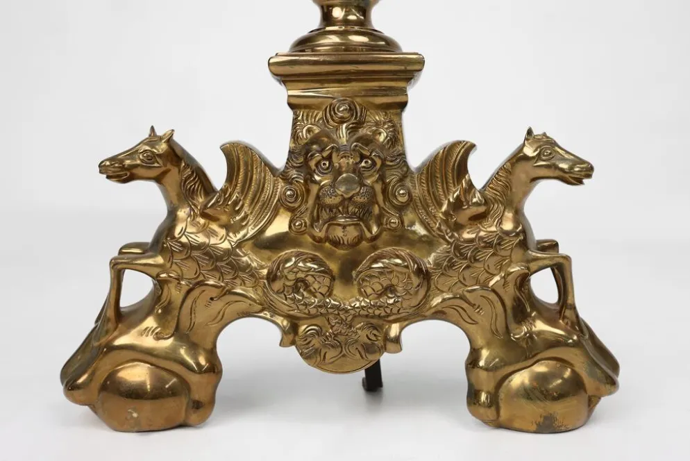 Paire de chenets néoclassique en cuivre du 20ème siècle, France, 1940, ensemble de 2