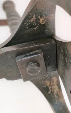 Paire de chenets sculpturaux en fonte à têtes torsadées