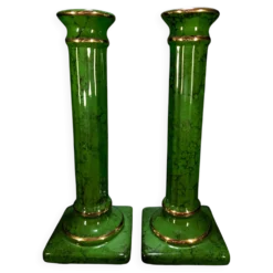 Paire de Colonnes Décoratives Néoclassiques Hollywood Regency 33x12 cm