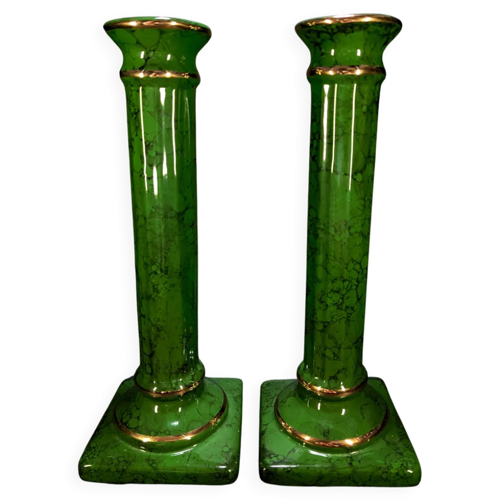 Paire de Colonnes Décoratives Néoclassiques Hollywood Regency 33x12 cm