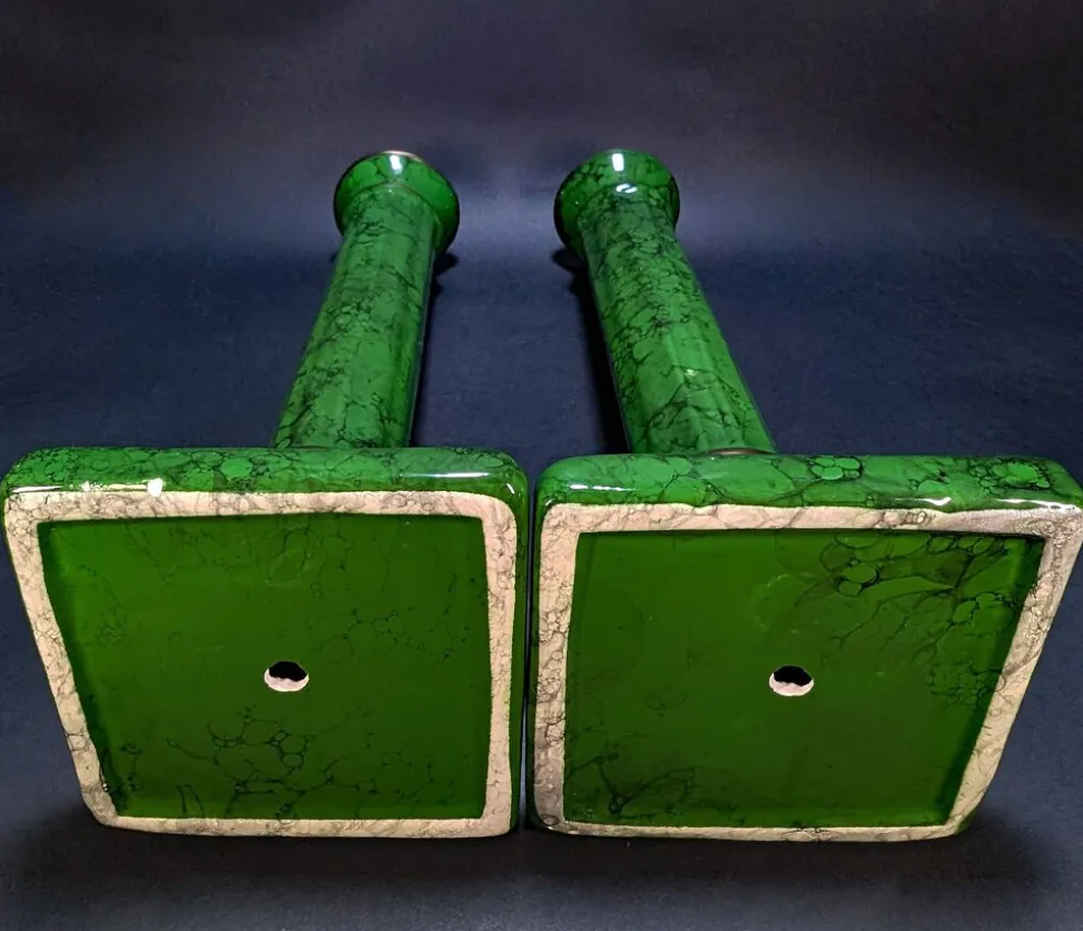 Paire de Colonnes Décoratives Néoclassiques Hollywood Regency 33x12 cm