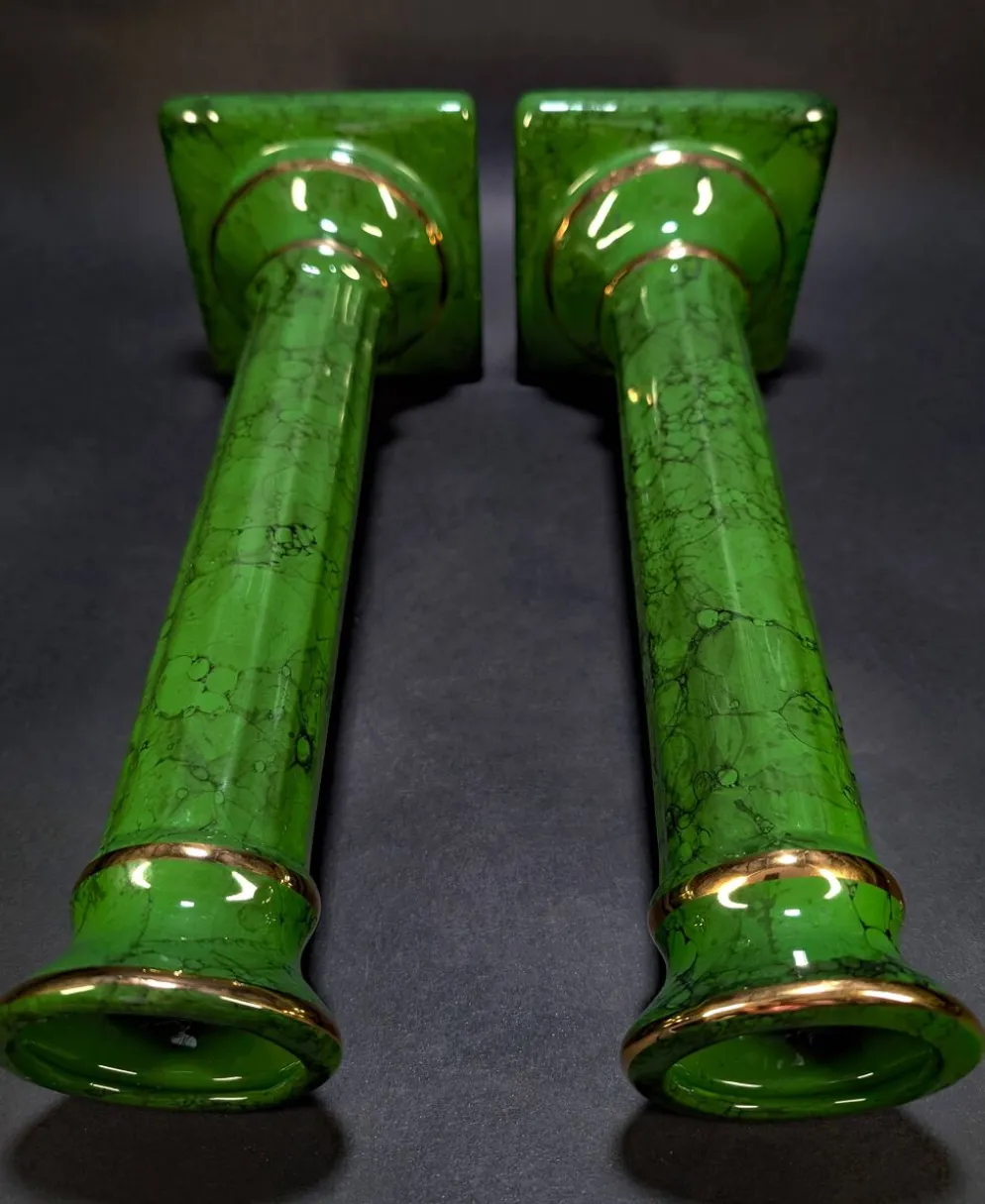 Paire de Colonnes Décoratives Néoclassiques Hollywood Regency 33x12 cm