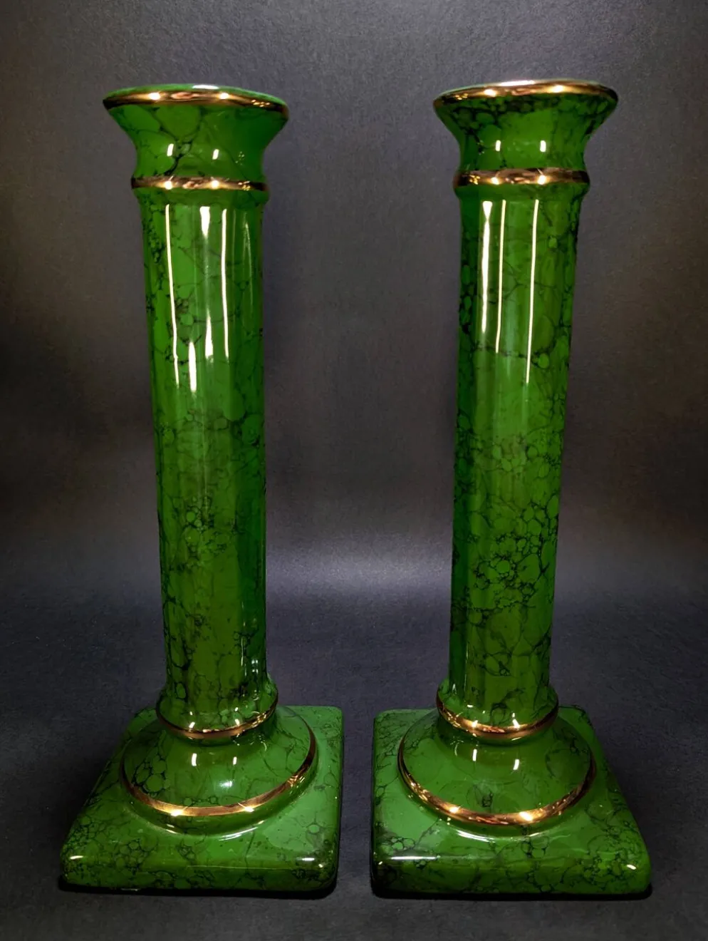 Paire de Colonnes Décoratives Néoclassiques Hollywood Regency 33x12 cm