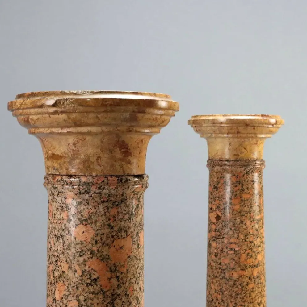 Paire de colonnes en marbre breccia et granit - Italie XIXe siècle