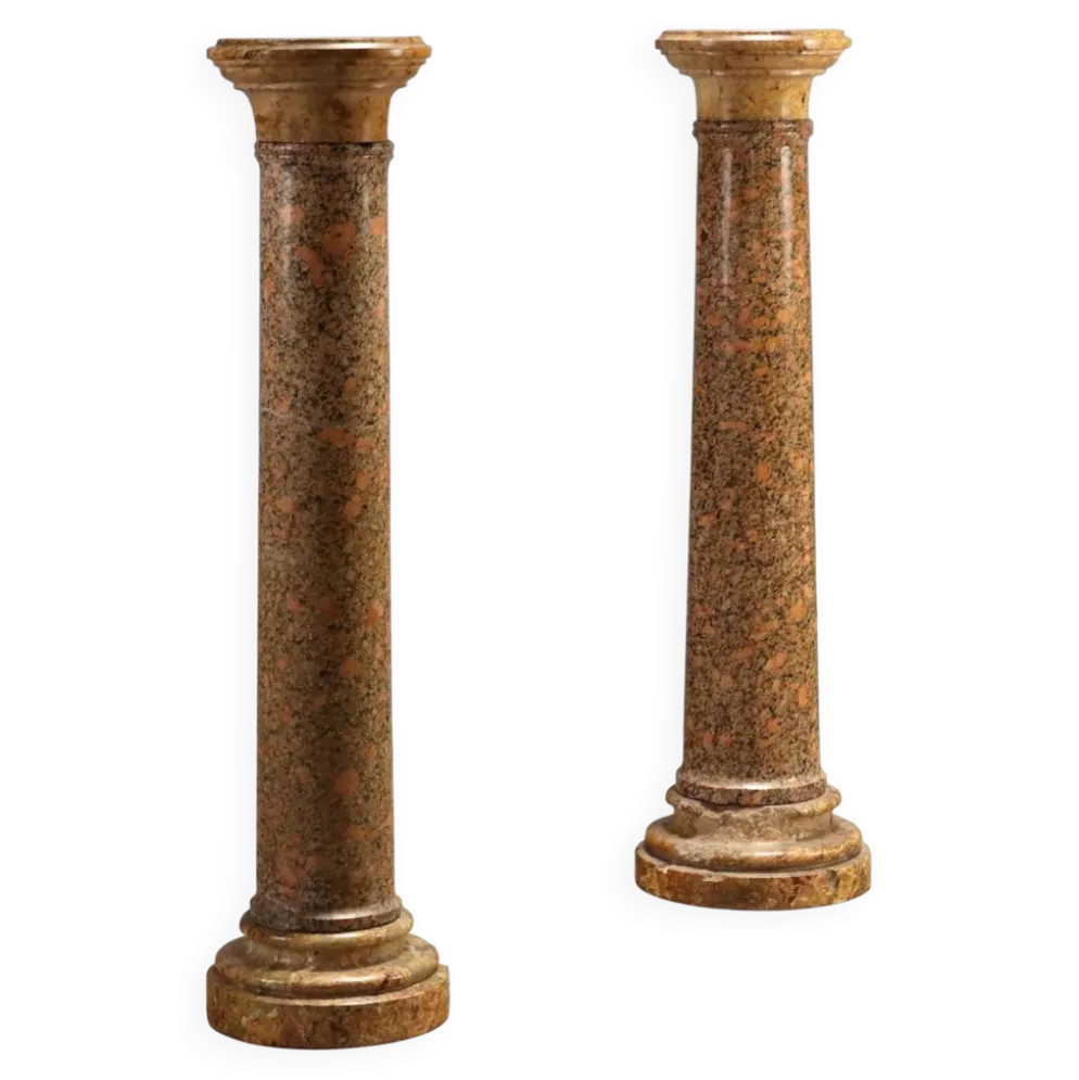 Paire de colonnes en marbre breccia et granit - Italie XIXe siècle