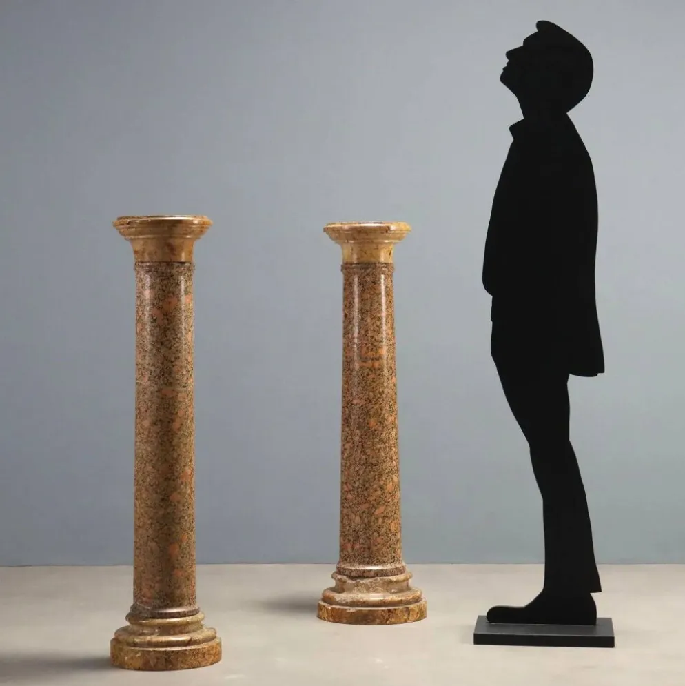 Paire de colonnes en marbre breccia et granit - Italie XIXe siècle