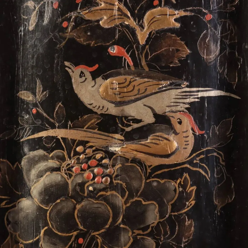 Paire de colonnes piédestaux de style chinoiserie