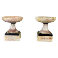 Paire de coupes en blue john ou fluo spar, vers 1900