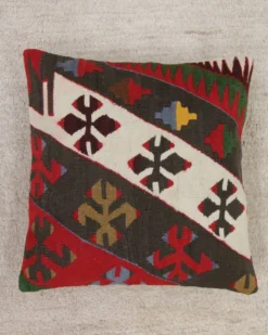 Paire de coussins géométriques en kilim turc plat