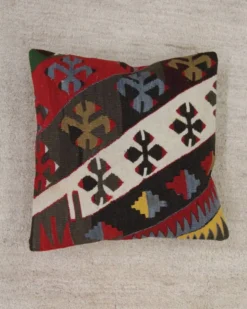Paire de coussins géométriques en kilim turc plat