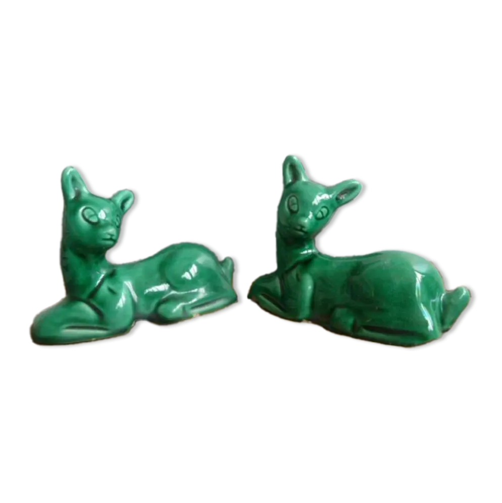 Paire de faons Saint Clément Art Déco