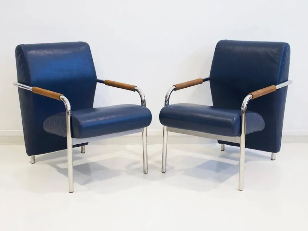 Paire de fauteuils Niccola bleues par Andrea Branzi pour Zanotta