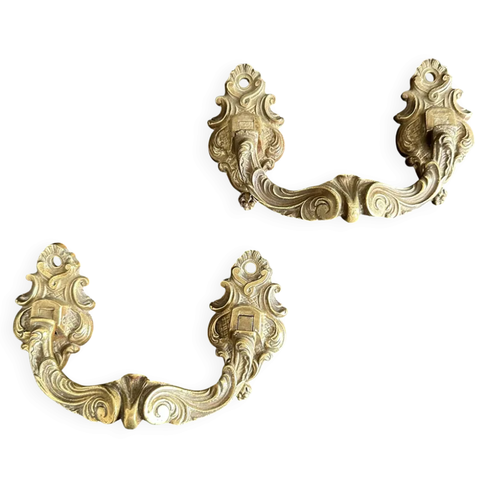 Paire de grandes poignées anciennes en bronze, L. Pinet XIXe
