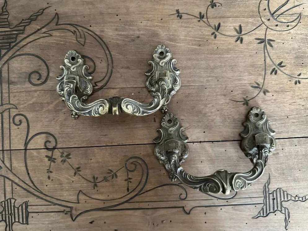 Paire de grandes poignées anciennes en bronze, L. Pinet XIXe