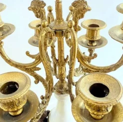 Paire de grands candélabres 7 feux - 69 cm - Bronze - Putti