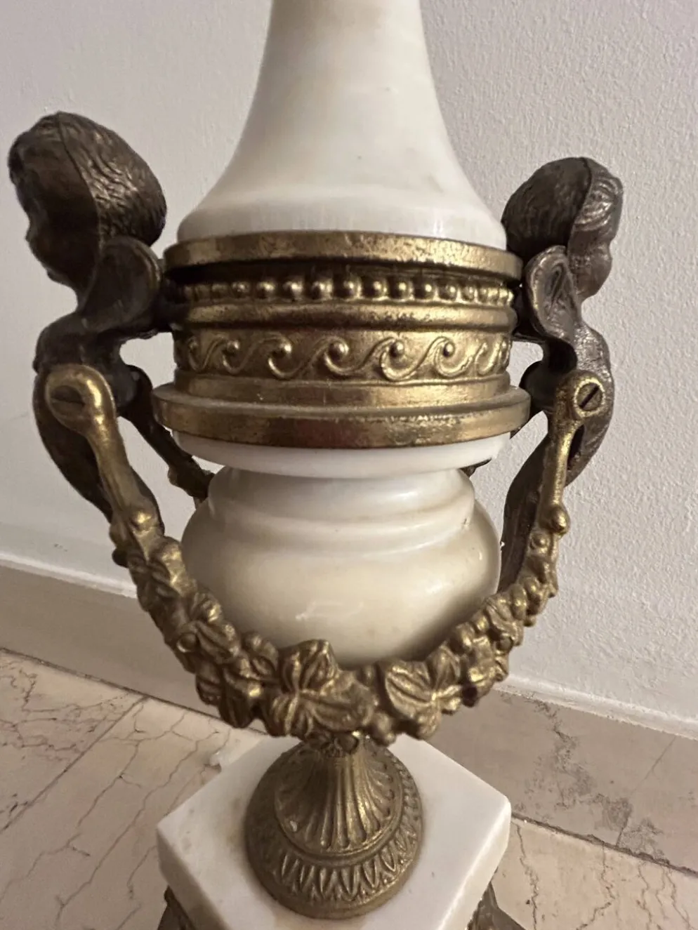 Paire de grands candélabres 7 feux - 69 cm - Bronze - Putti