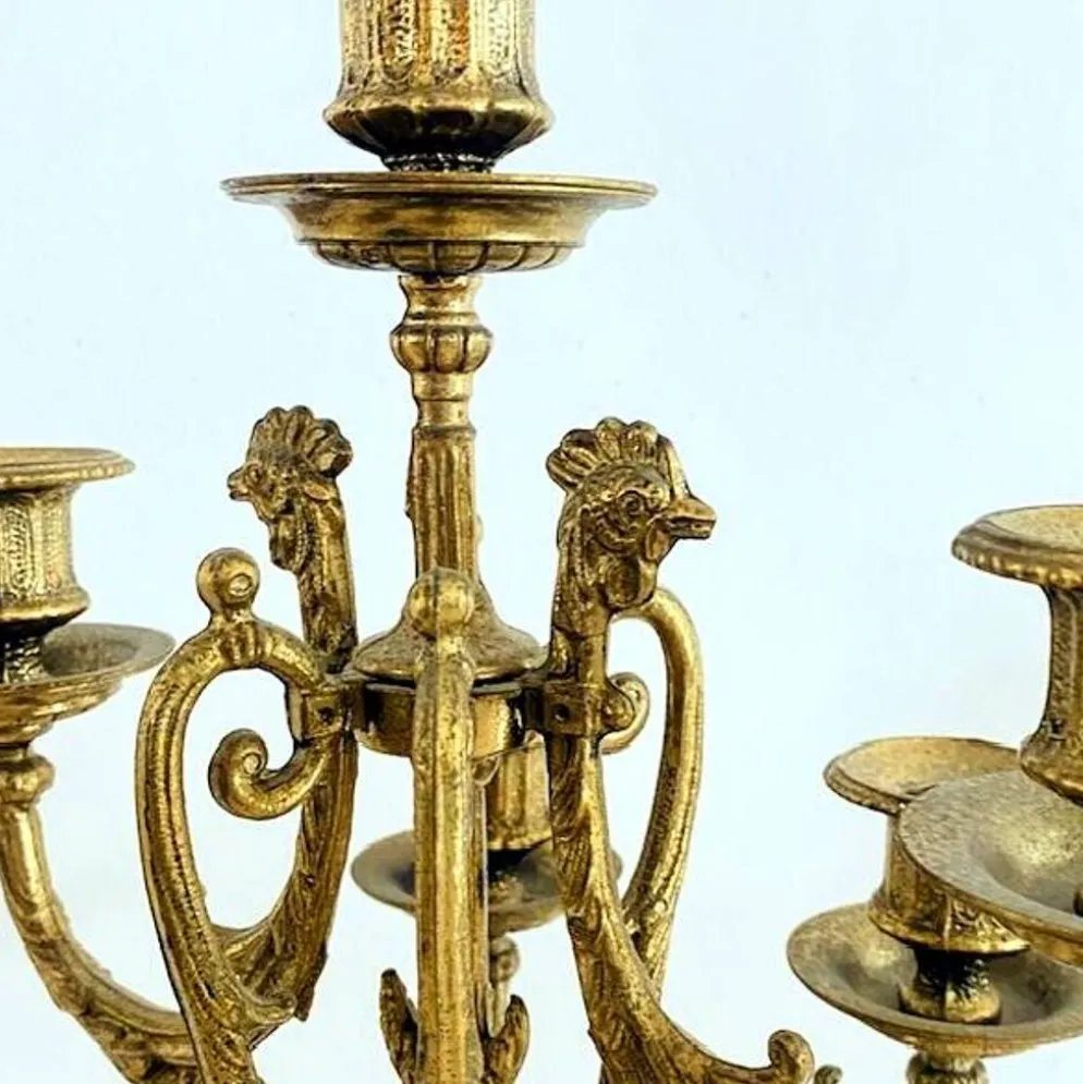 Paire de grands candélabres 7 feux - 69 cm - Bronze - Putti