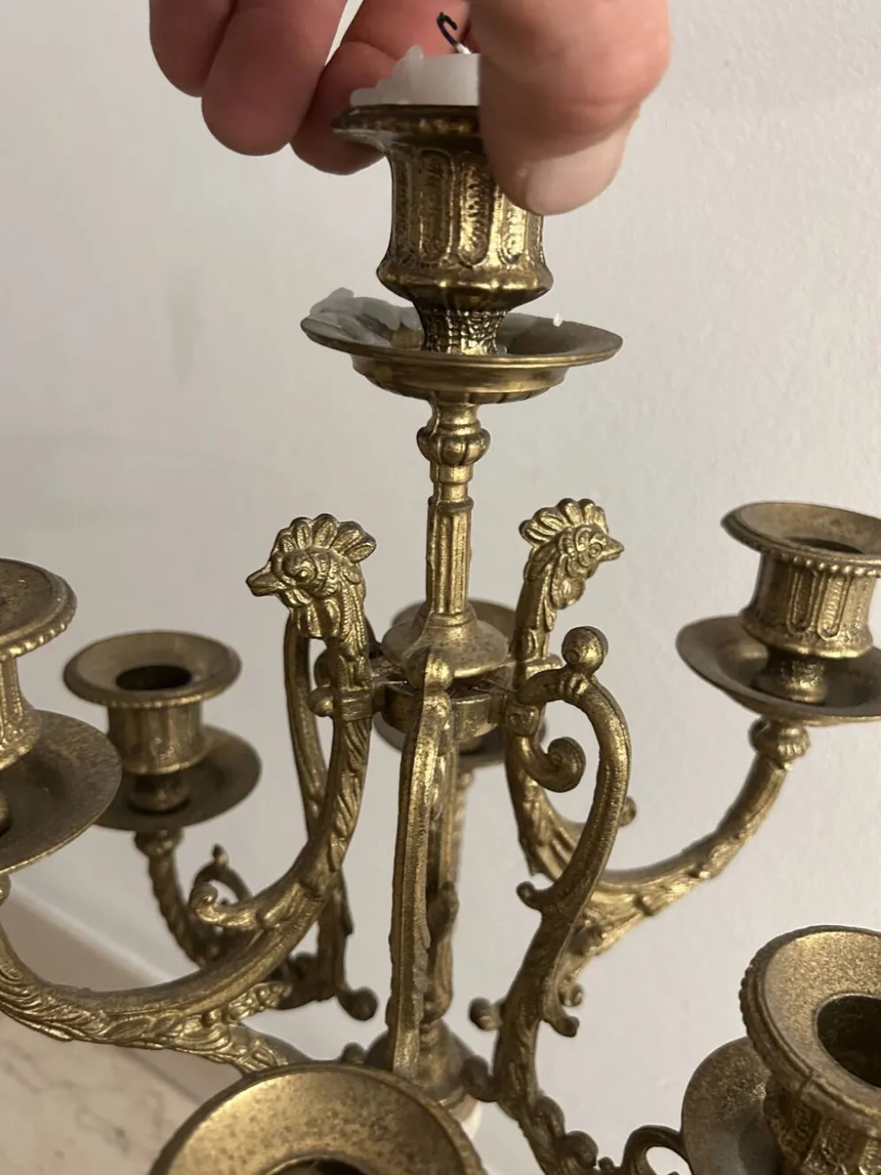 Paire de grands candélabres 7 feux - 69 cm - Bronze - Putti