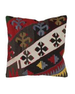 Paire de housses de coussin géométriques kilim turc tissé à plat