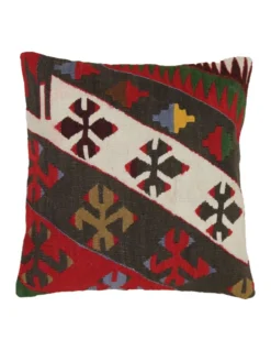 Paire de housses de coussin géométriques kilim turc tissé à plat