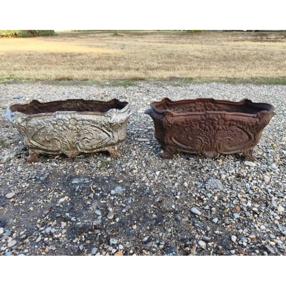 Paire de jardinières en fonte 1900 de Charleville - Mézières
