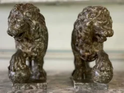 Paire de lions Médicis en albâtre, Italie XIXème siècle