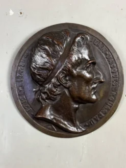 Paire de médaillons en bronze, Rouget de Lille et J.J. Rousseau