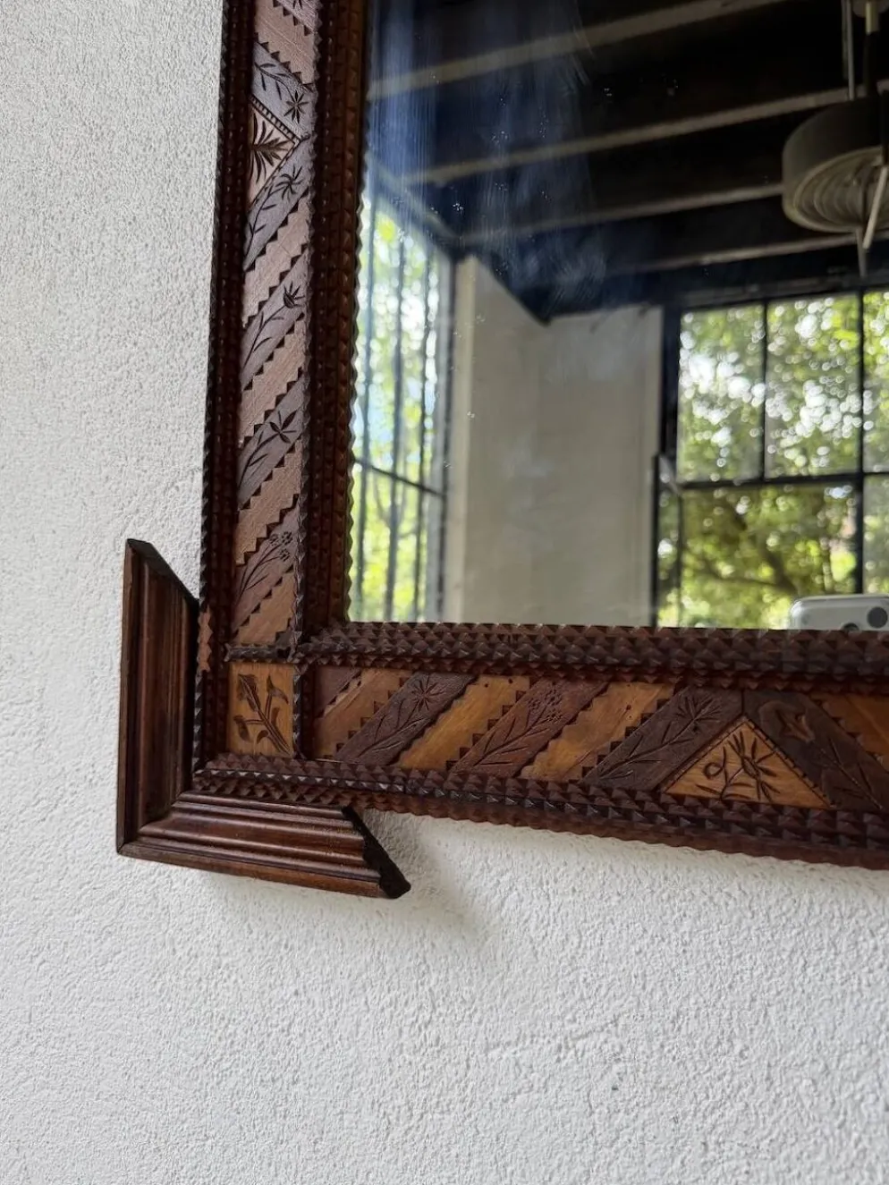 Paire de miroir bois style tramp art