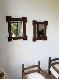 Paire de miroir bois style tramp art