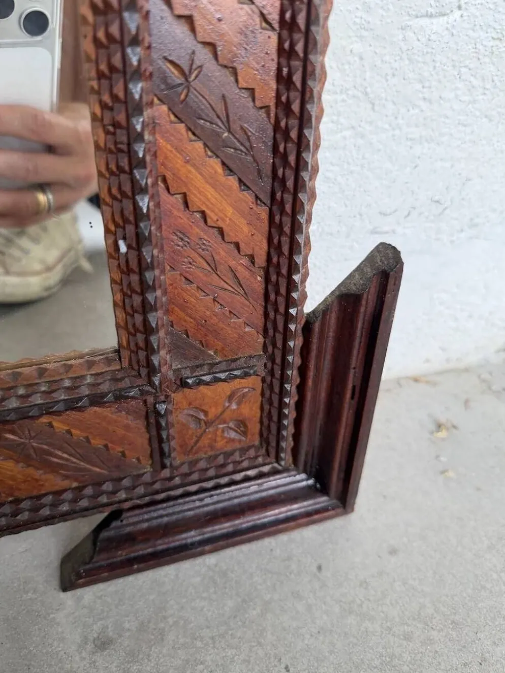 Paire de miroir bois style tramp art