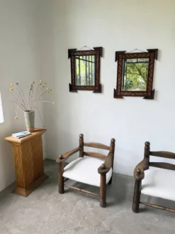 Paire de miroir bois style tramp art