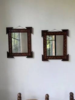 Paire de miroir bois style tramp art
