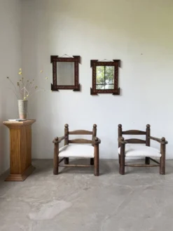 Paire de miroir bois style tramp art
