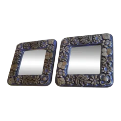 Paire de miroir scandinave en ceramique de Berit ternell