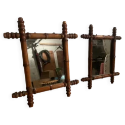 Paire de miroirs en bois, années 40