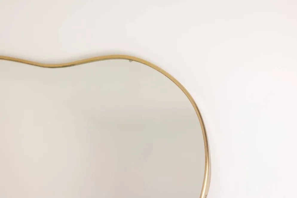 Paire de miroirs style Gio Ponti, cerclage en laiton, années 80