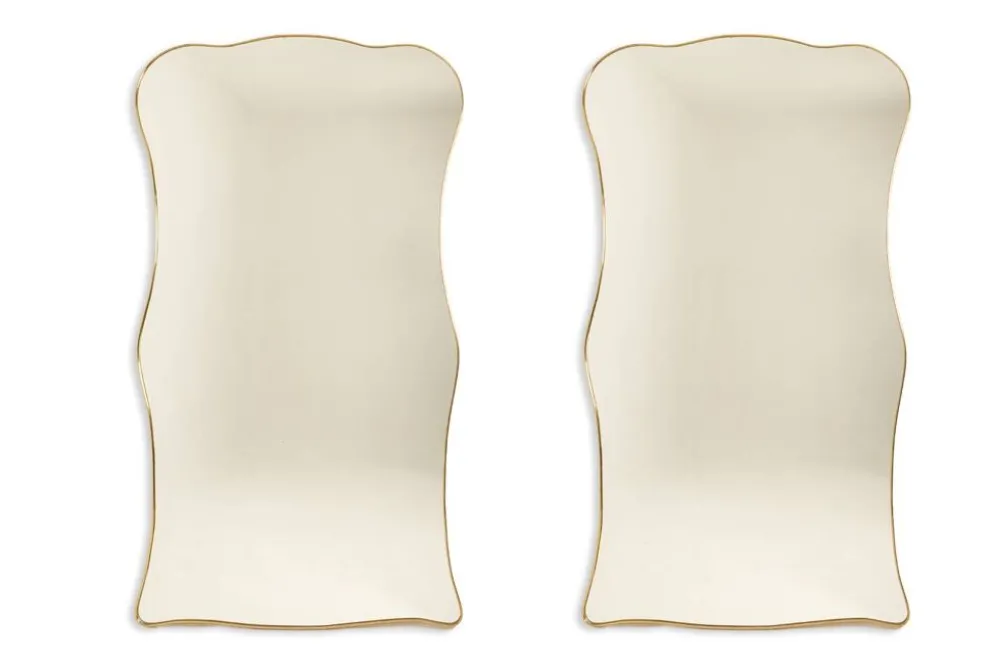 Paire de miroirs style Gio Ponti, cerclage en laiton, années 80