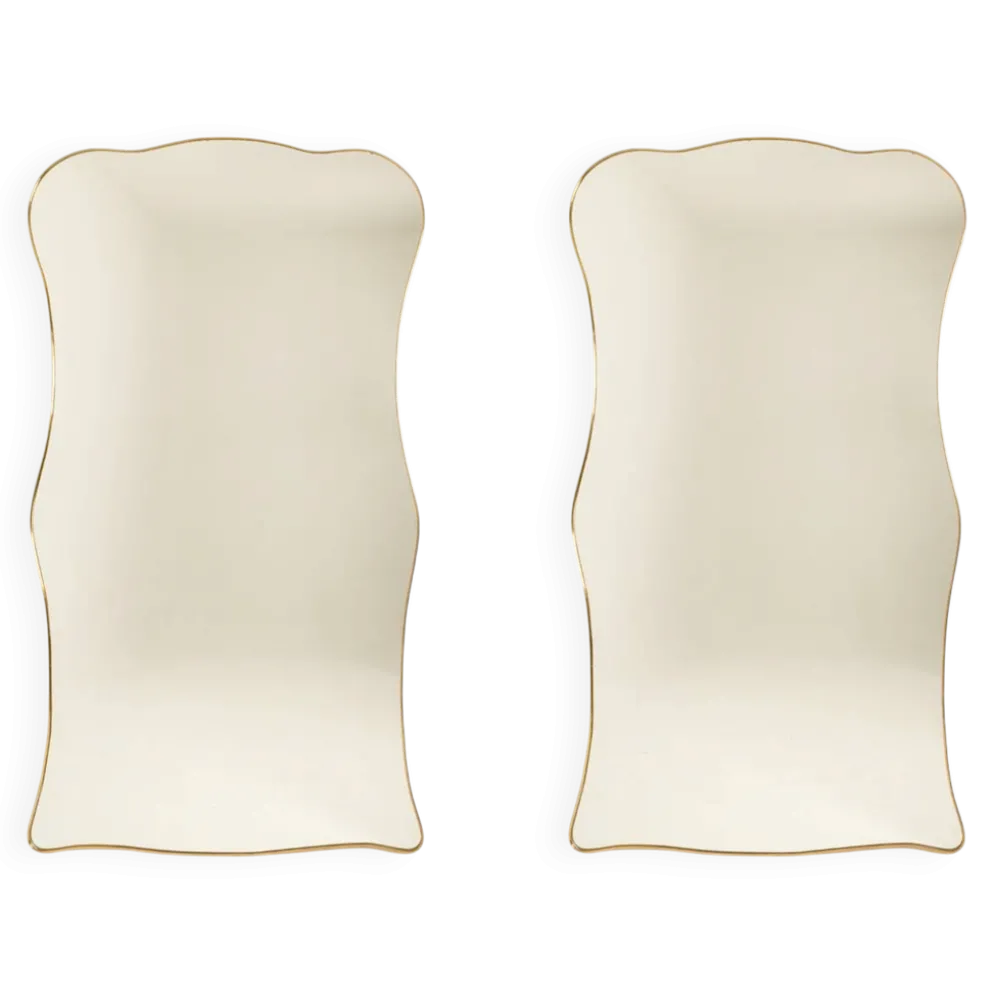 Paire de miroirs style Gio Ponti, cerclage en laiton, années 80