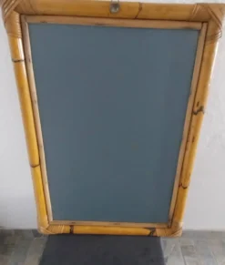 Paire de miroirs vintage en bambou et rotin