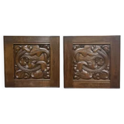 Paire de panneaux en chêne sculptés de Joseph Savina (1901-1983)