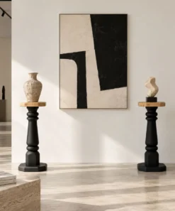 Paire de piédestaux/colonnes vintage 1970 chêne massif